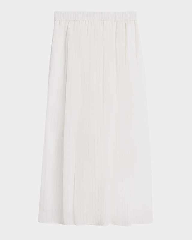 Pinstripe Cotton Gauze Midi Pull-On Skirt